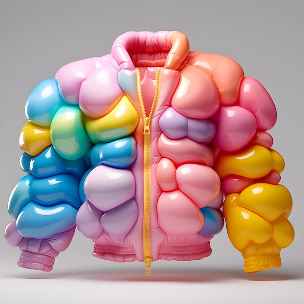 A balloon jacket with a rainbow colored jacket that says " balloon ".