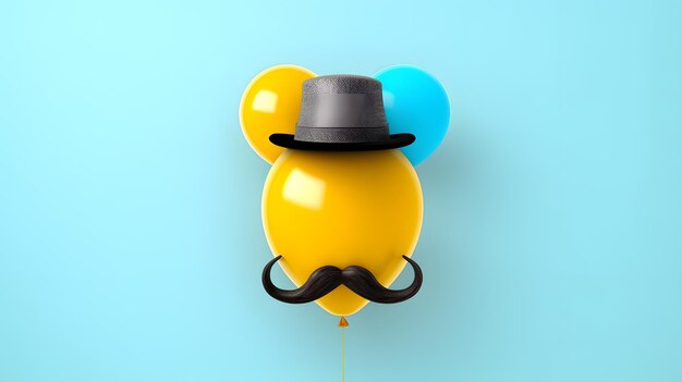 A balloon with a mustache and a hat on it