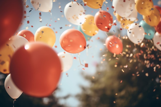 Balloons Aloft Captivating Decorative Delights in a Low Angle Shot ar 32