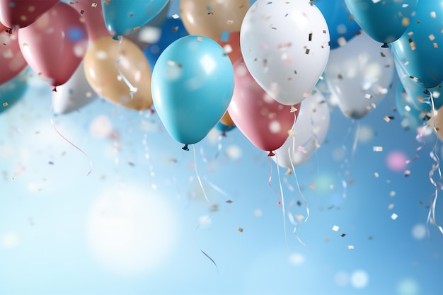 Balloons background for birthday ceremony event card generated by AI