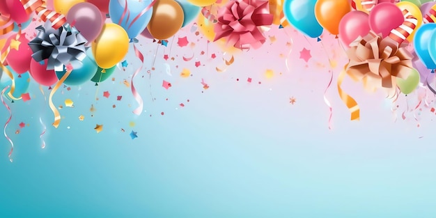 Balloons in a blue and pink background