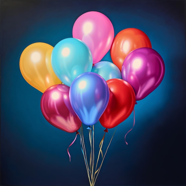 Balloons of different colors tied together