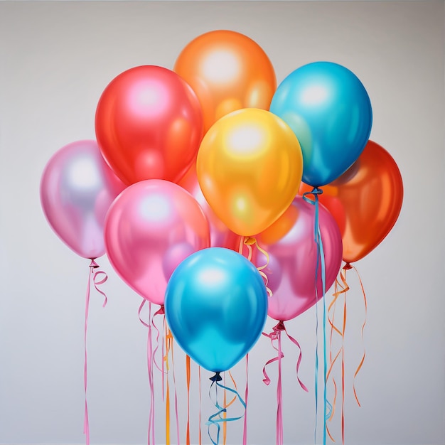 Balloons of different colors tied together