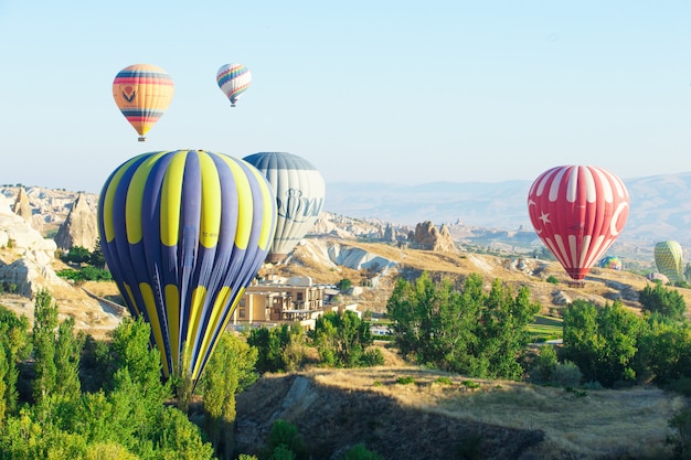 Balloons flying over the cappadocia