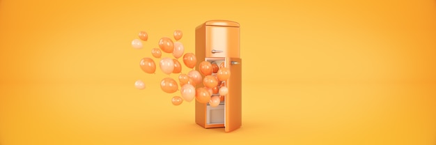 balloons and Fridge Freezer 3d rendering