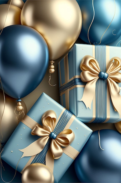 Balloons and gifts background