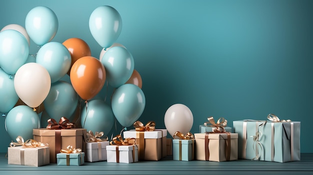 Balloons and Gifts with Text Space