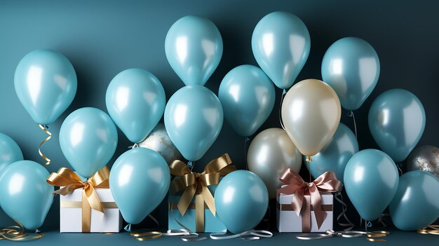 Balloons and Gifts with Text Space