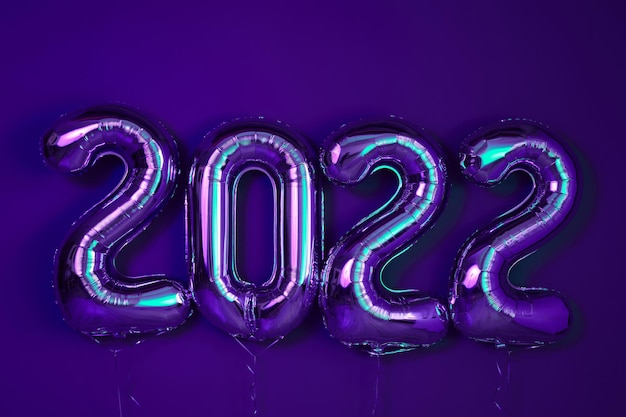 Palloncini felice anno nuovo elementi di design decorativo sfondo viola