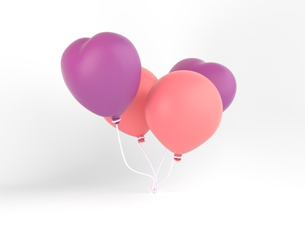 Balloons Left Side Isolated With White Background