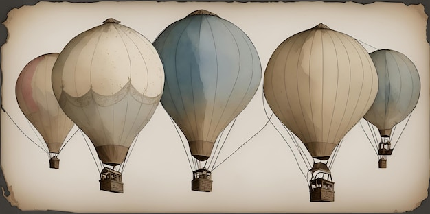 Воздушные шары на светлом фоне в винтажном стиле
