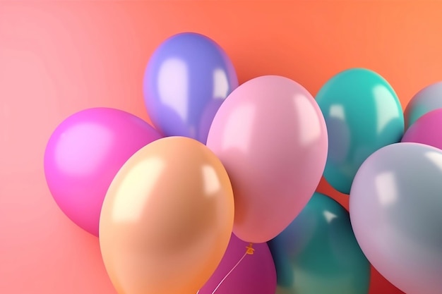 Balloons multicolored on pastel background