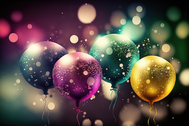 Photo balloons party background with colorful glitter generative ai