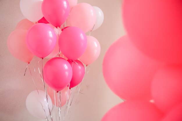 Balloons pink red and white