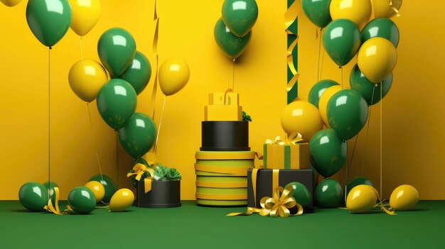 balloons podium decoration illustration 3D