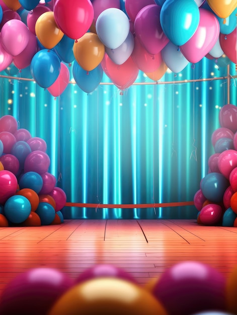 Photo balloons podium decoration illustration 3d