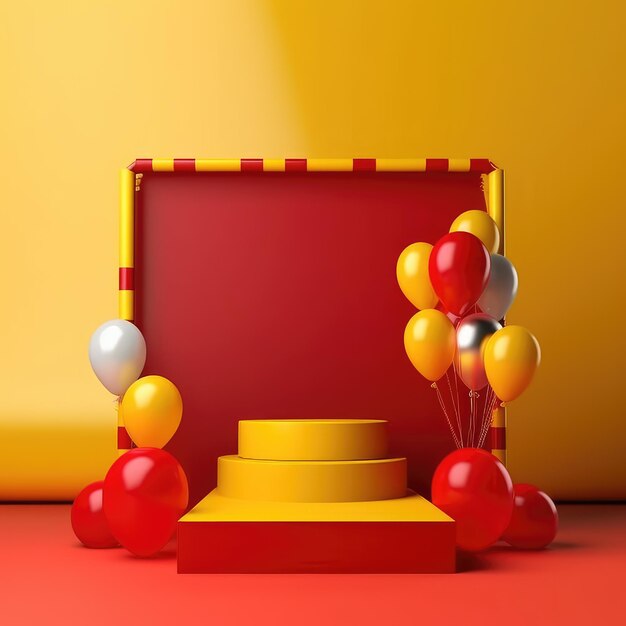 Balloons podium decoration illustration