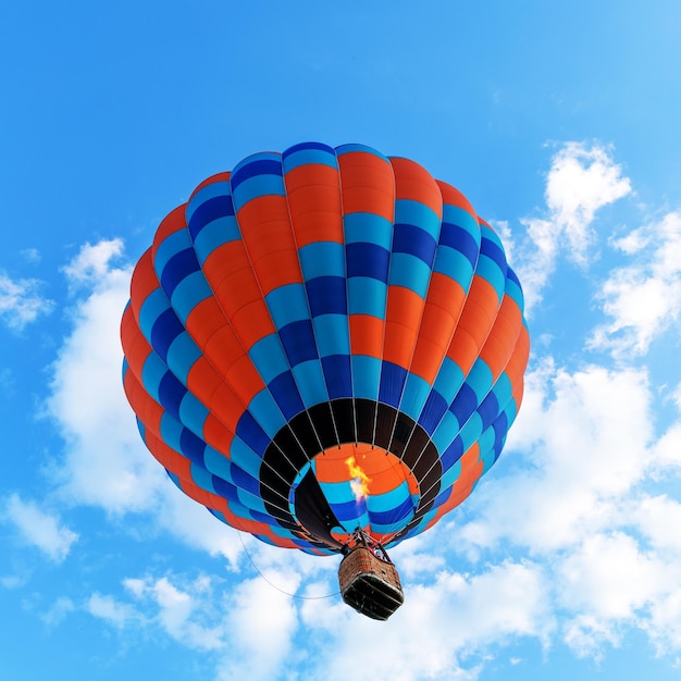 Balloons on sky background bottom view. close up