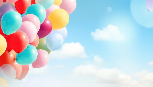 Balloons on sky background with space for text concept carnival