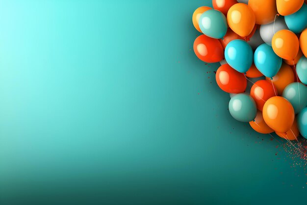 Balloons on turquoise background