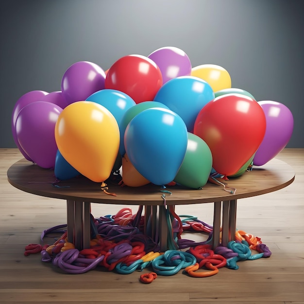 Balloons in Unity Tied Together on a Table