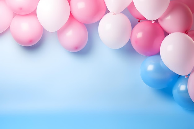 Воздушные шары украшают яркую комнату для праздника гендерного раскрытия