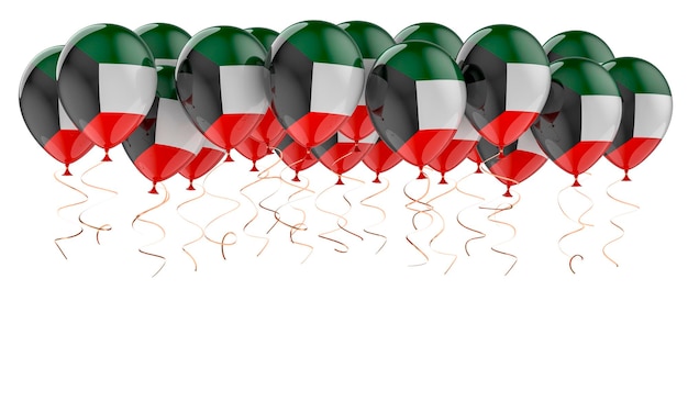 Balloons with Kuwaiti flag 3D rendering