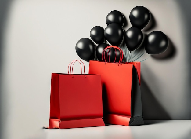 Balloons with shopping bags for black friday