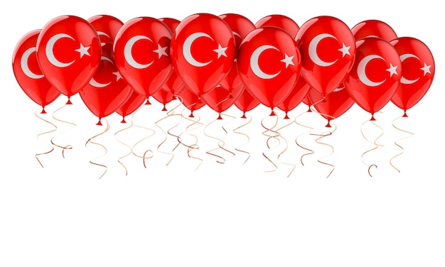 Photo balloons with turkish flag 3d rendering