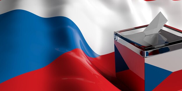 Ballot box on czech republic flag background 3d illustration