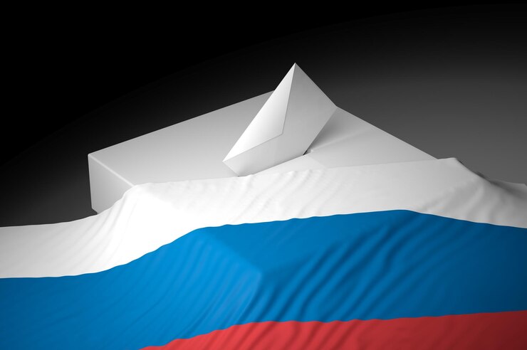 Фотография урна с флагом россии