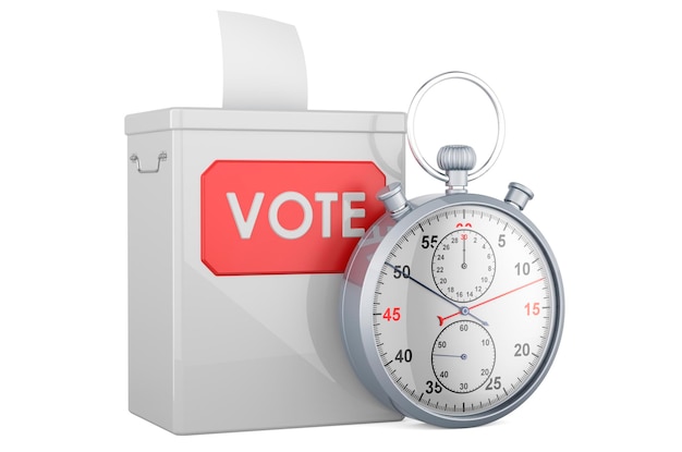 Ballot box with stopwatch 3D rendering