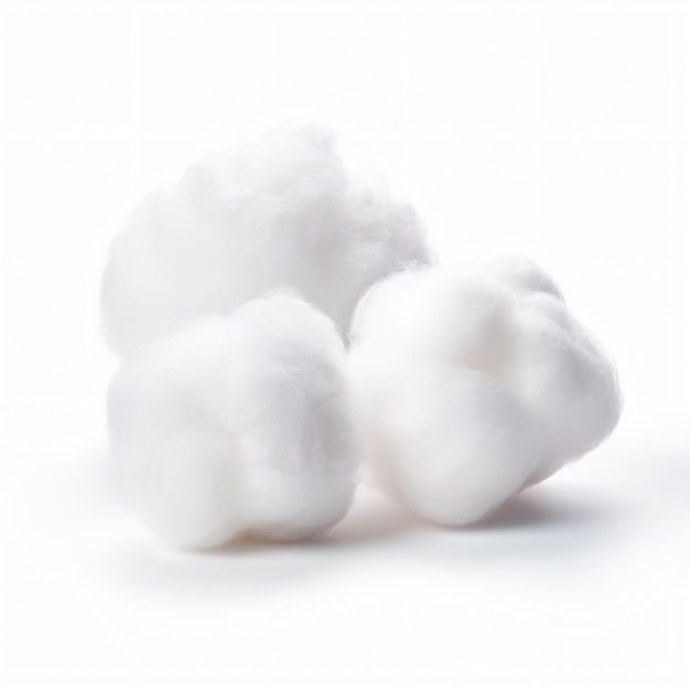 Balls of clean cotton wool isolated on white background