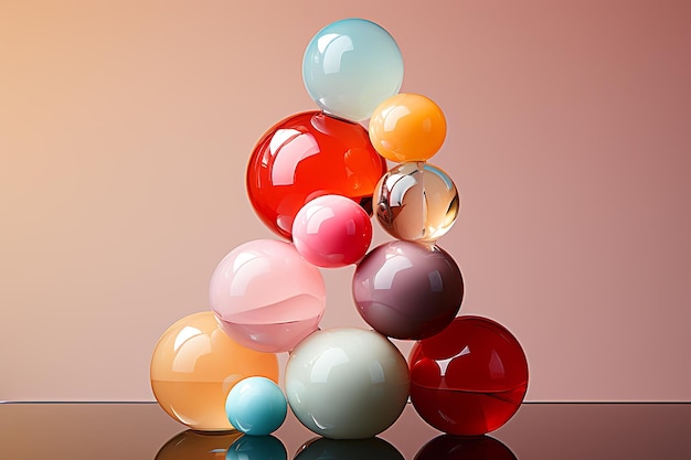 Balls Stack with Colorful Backdrop