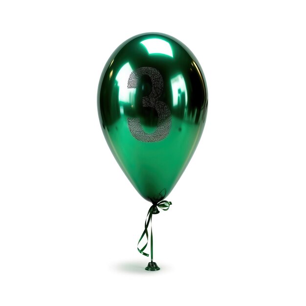 Photo baloon font number 3 alphabet decoration cartoon for kids and child photo image green