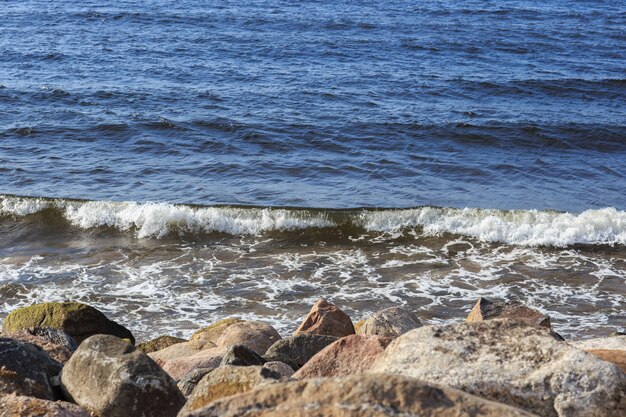 Baltic Sea coast stones and waves