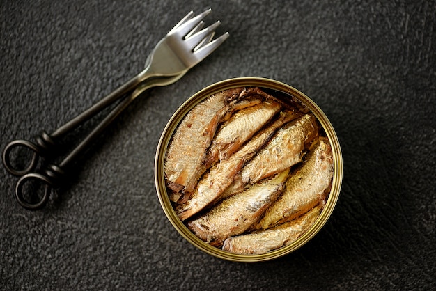 Baltic sprats in an iron can