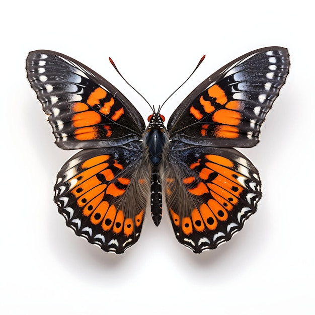 Photo baltimore checkerspot butterfly black and orange ch on white background beauty top view shoot