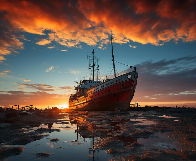 Baltray scheepswrak zonsondergang