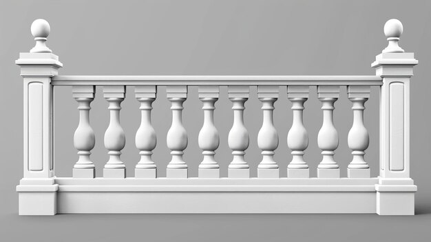 Photo the balustrades of white stone or marble feature columns pillars balusters and handrails modern realistic set of threedimensional fencing that can be used for balconies terraces and