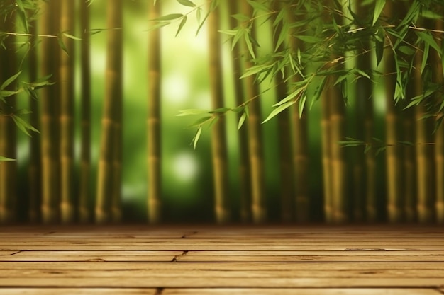 Bamboe achtergrond met kopie ruimte Generatieve AI