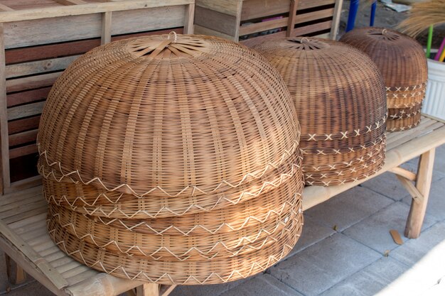 Bamboo basket Craft Product in vintage Thailand's market