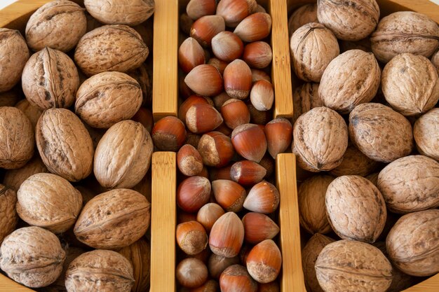 Bamboo bowl with walnuts