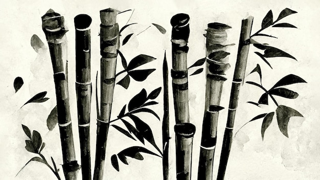 Бамбуковые трости и листья