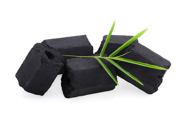 Bamboo charcoal isolated on white background