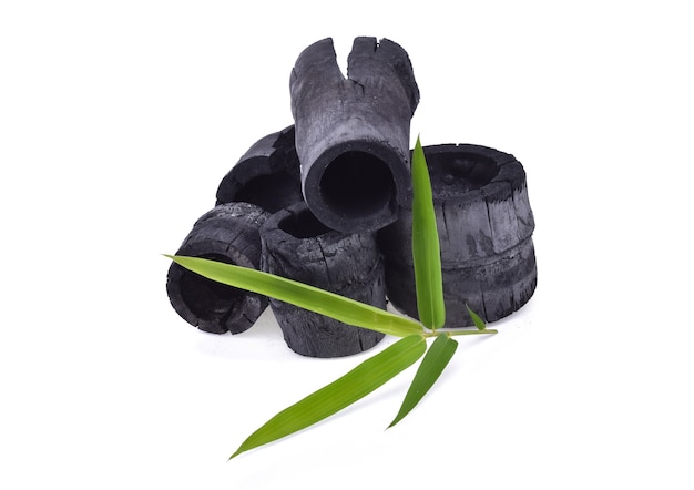 Bamboo charcoal isolated on white background.