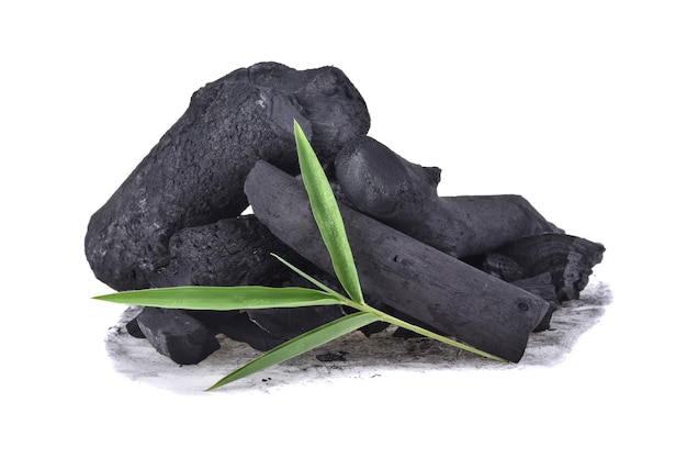 Bamboo charcoal isolated on white.