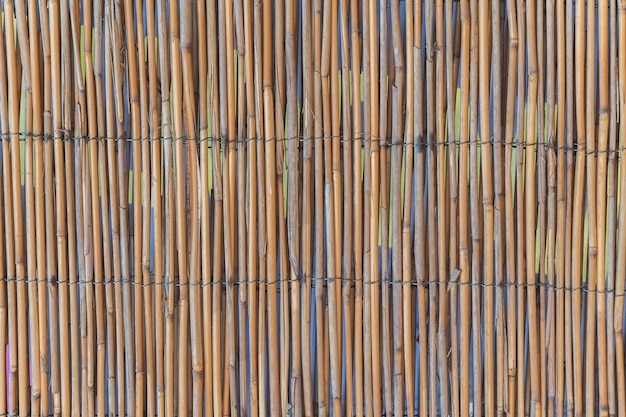 Bamboo covered exterior wall of a building