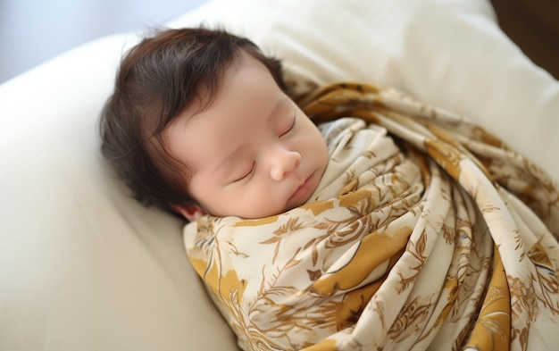 Photo bamboo fiber baby swaddle cozy sleeps