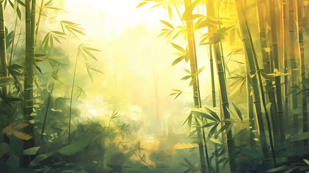 bamboo forest background watercolor illustration